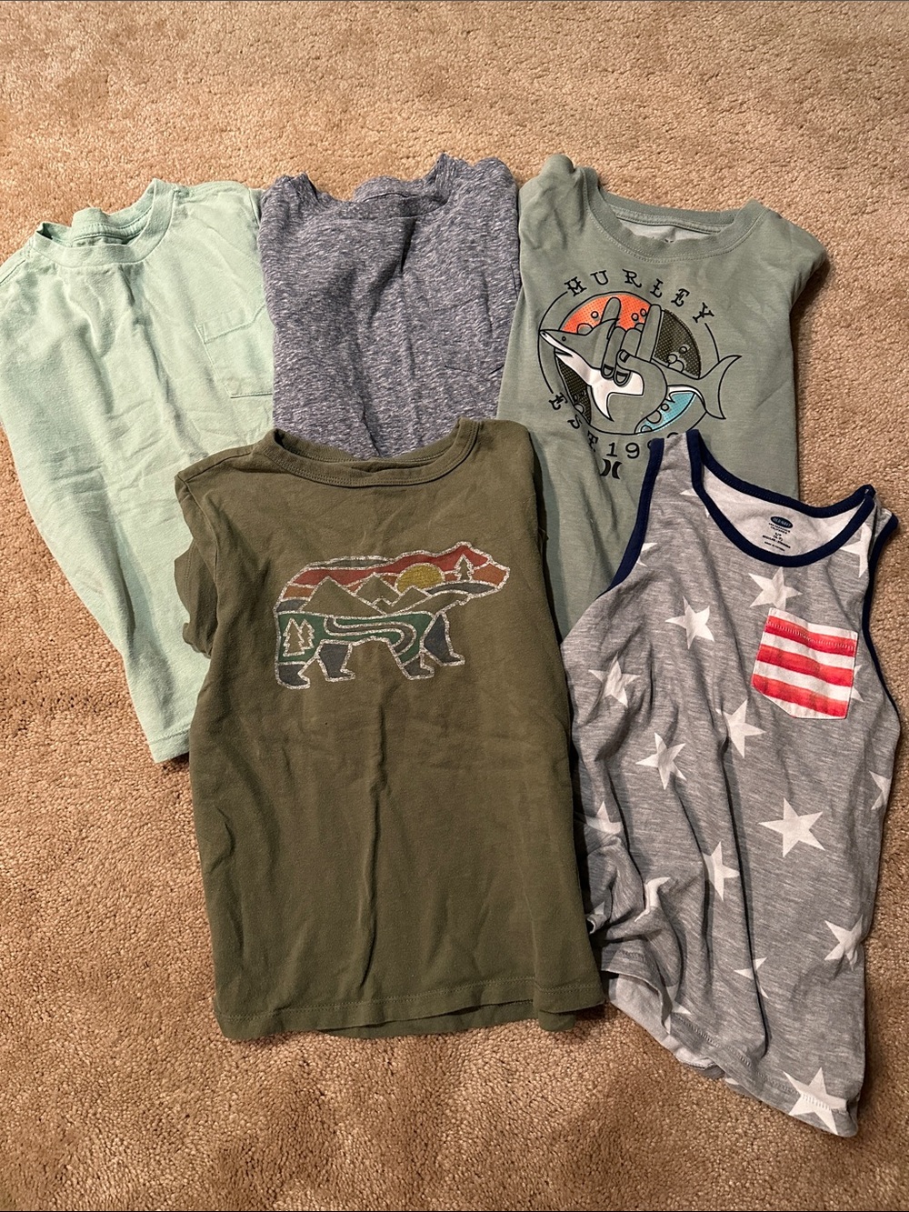 Boys' Gymboree, Old Navy, Gap, Hurley Short Sleeve Tee - 5-Pack Mix